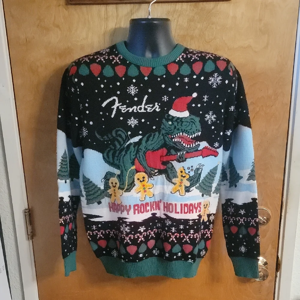 Fender® 2023 T-Rex Ugly Christmas Sweater Size Small - Picture 1 of 6